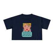 Women's Crop Tee — Pop Art "Why Does Drunk Me Always Have More Money Than Sober Me?" Graphic T-Shirt Top