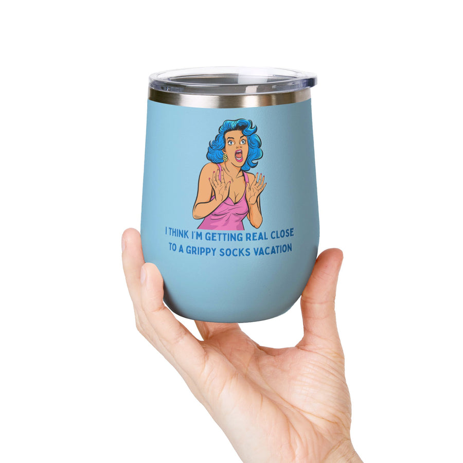 Grippy Sock Vacation Pop Art Wine Tumbler - Stainless Steel 12oz
