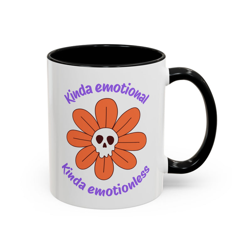Coffee or Tea Mug — "Kinda Emotional, Kinda Emotionless" Floral Skull Accent Mug