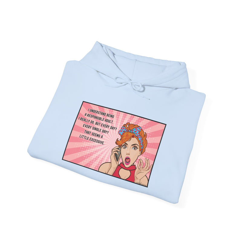 Retro Pop Art Hooded Sweatshirt — "Responsible Adult..." Graphic Hoodie