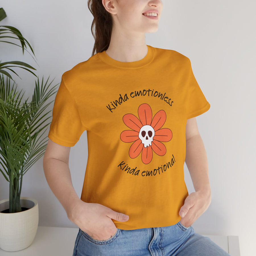 Graphic Tee - Kinda Emotionless Kinda Emotional Floral Skull Mental Health Awareness T-Shirt