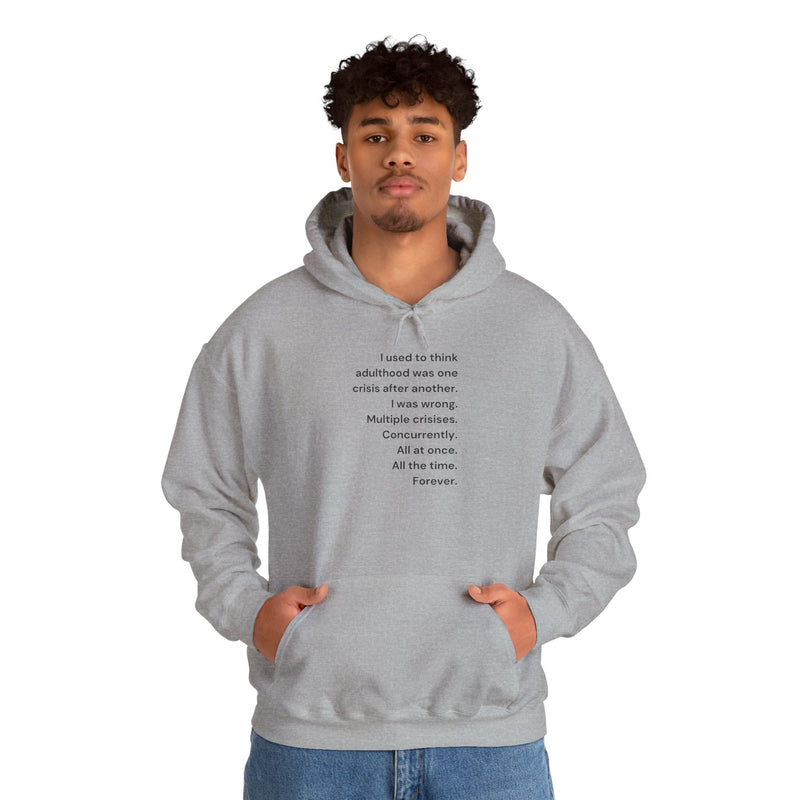 Graphic Text Hoodie — 'Adulthood' Hooded Sweatshirt