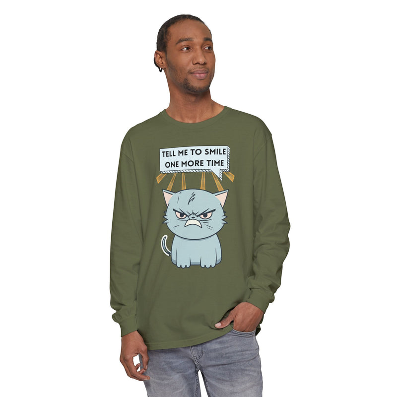 Grumpy Cat "Tell Me To Smile One More Time" Long Sleeve Tee