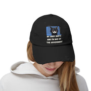 Distressed Cap — Sassy Cat “My Body Hurts and I’m Mad at the Government” Baseball Hat