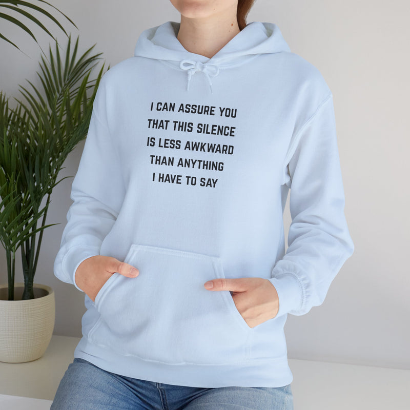 "Awkward Silence" Hoodie - Unisex Heavy Blend™ Minimalist Graphic Text Hooded Sweatshirt