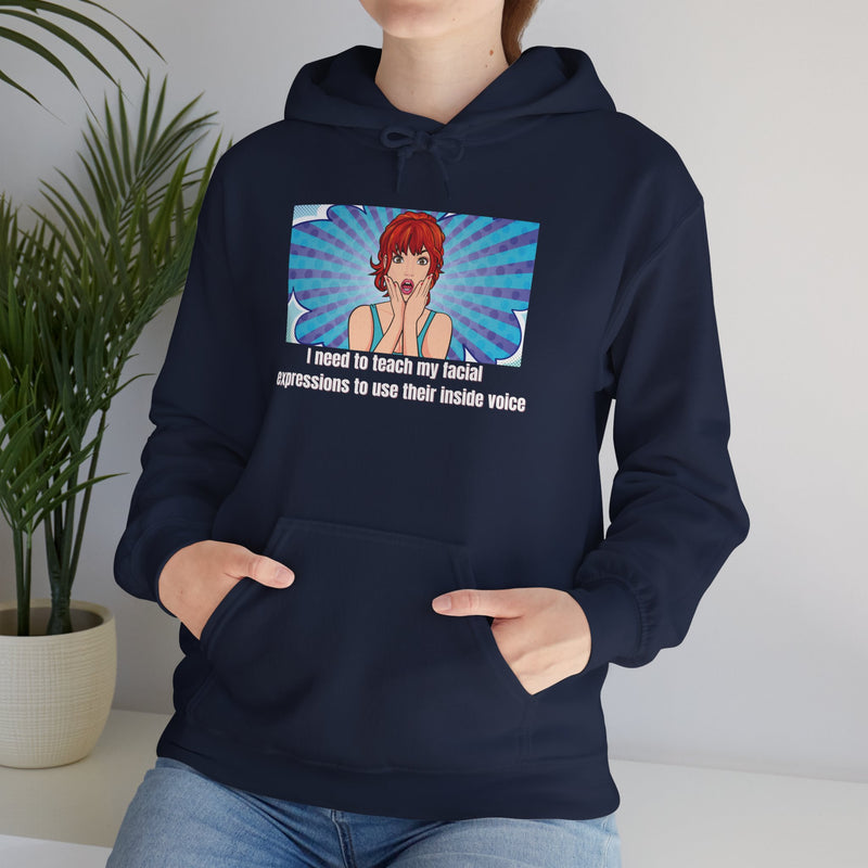Pop Art Hoodie — 'Facial Expressions' Graphic Hooded Sweatshirt