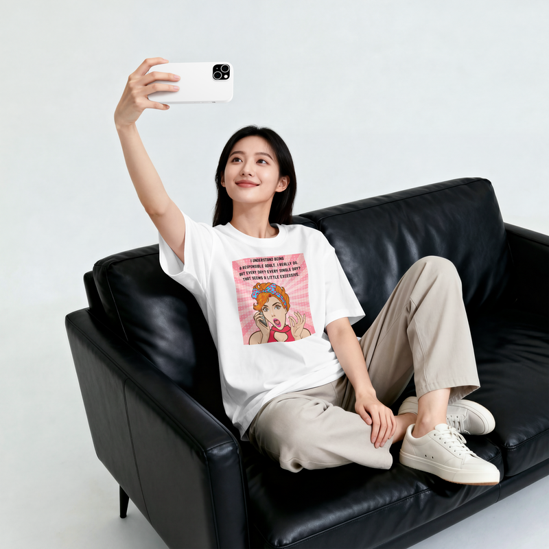 Retro Graphic Tee — “I Understand Being A Responsible Adult… That Seems A Little Excessive” Pop Art T-Shirt