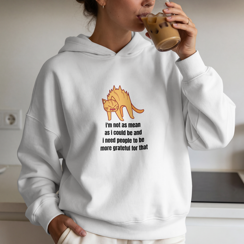 Sassy Cat Hoodie — "I’m not as mean as I could be..." Hooded Sweatshirt