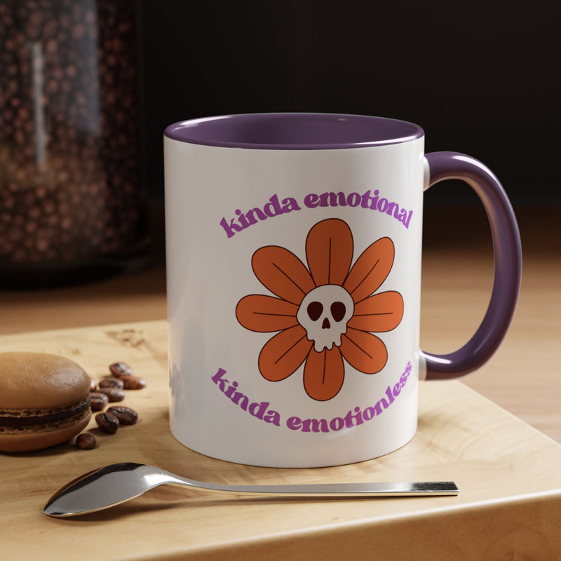Coffee or Tea Mug — "Kinda Emotional, Kinda Emotionless" Floral Skull Accent Mug