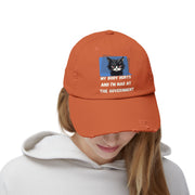 Distressed Cap — Sassy Cat “My Body Hurts and I’m Mad at the Government” Baseball Hat