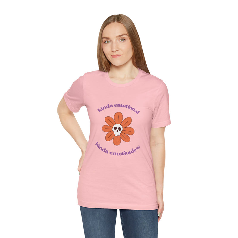 Graphic Tee - Kinda Emotionless Kinda Emotional Floral Skull Mental Health Awareness T-Shirt