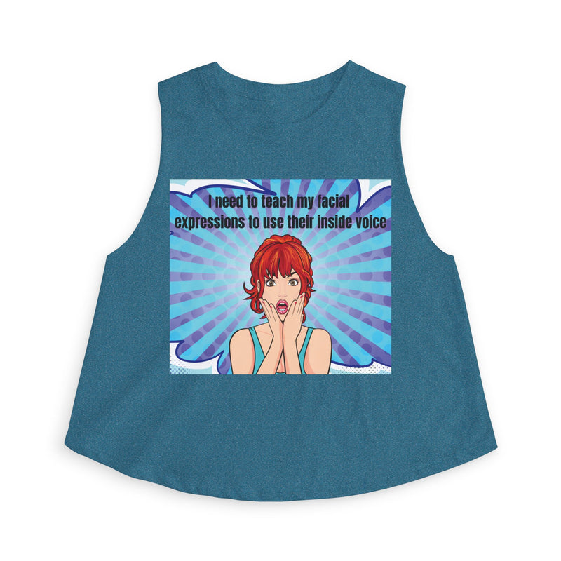 Pop Art Crop Top – "I Need to Teach My Facial Expressions to Use Their Inside Voice" Tank