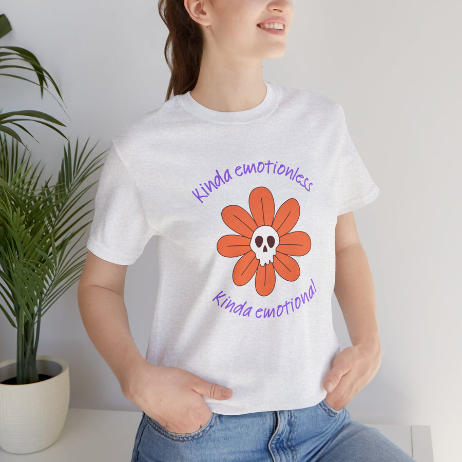 Graphic Tee - Kinda Emotionless Kinda Emotional Floral Skull Mental Health Awareness T-Shirt