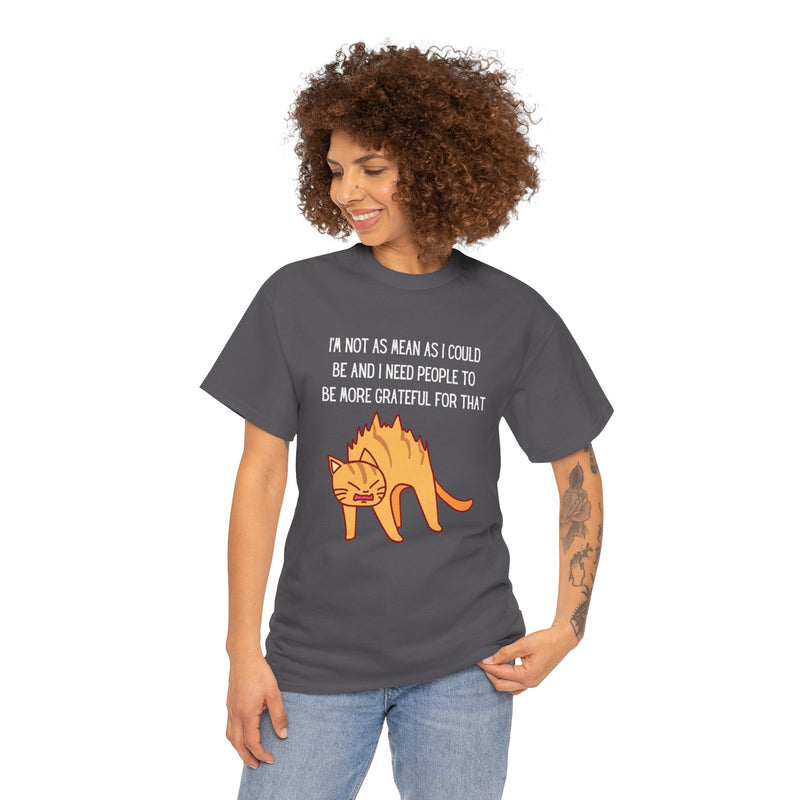 Sassy Cat Attitude T-Shirt — "I’m Not As Mean As I Could Be" Graphic Tee