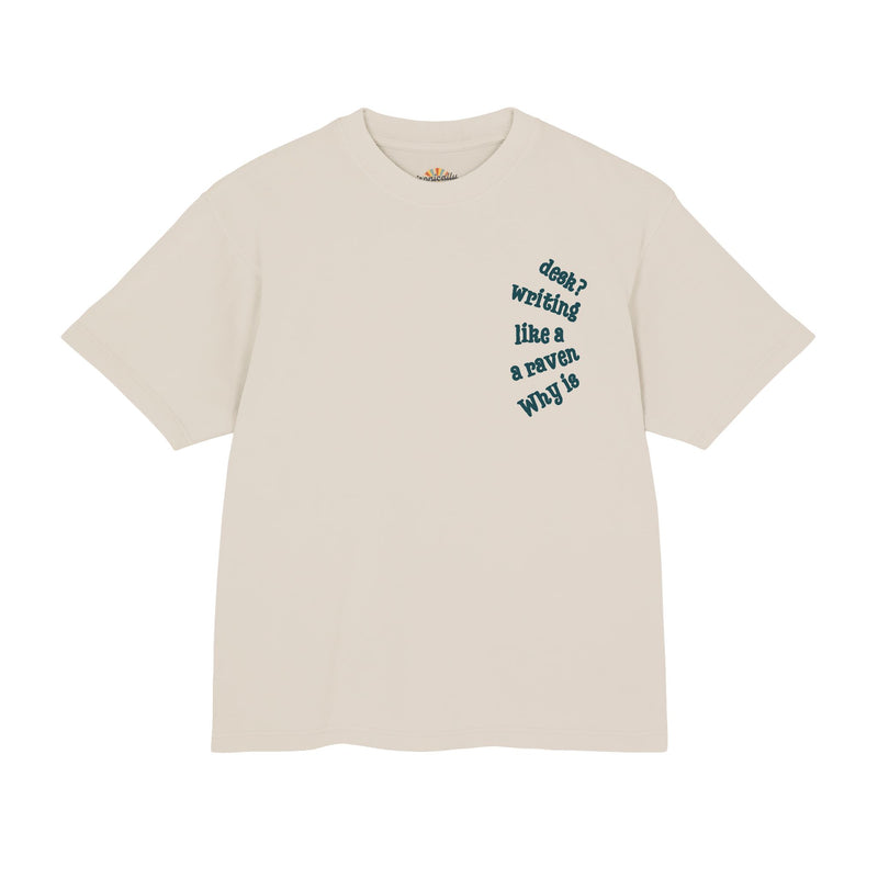 Wonderland Lane Seven Garment Dyed Urban Heavy Graphic Tee – “Why is a Raven Like a Writing Desk"