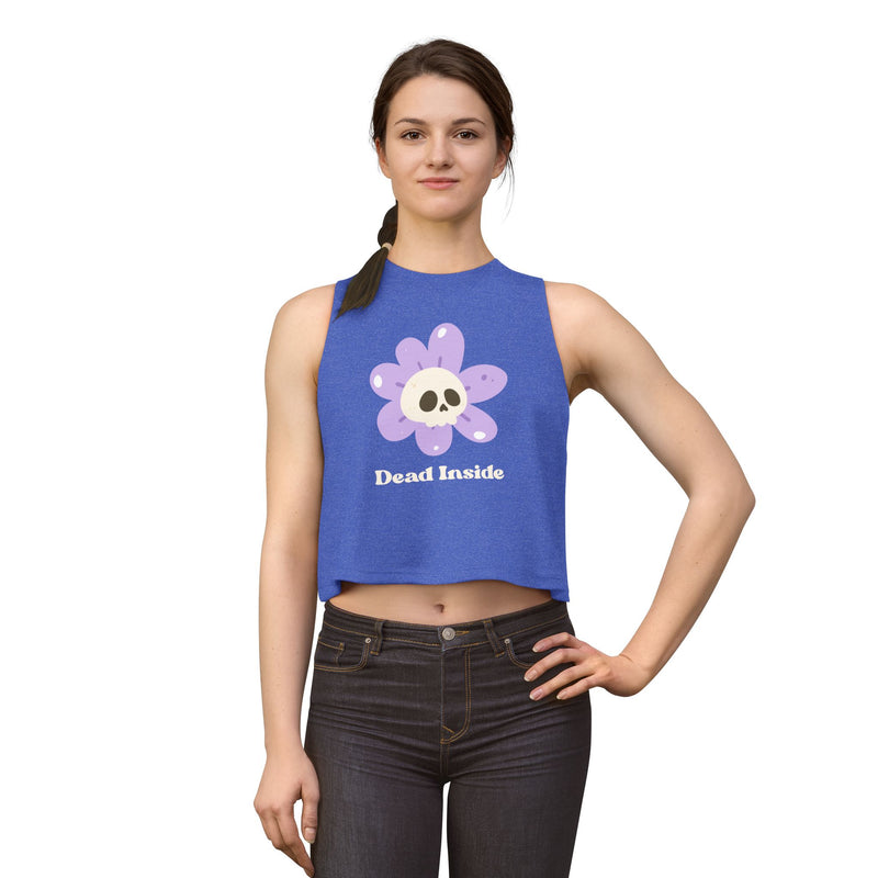 "Dead Inside" Floral Crop Top — Skull Flower Women's Tank