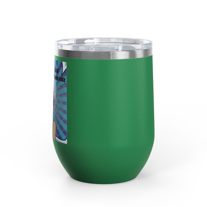 Retro Pop Art - "I Need to Teach My Facial Expressions to Use Their Inside Voice" Stainless Steel 12oz Insulated Wine Tumbler