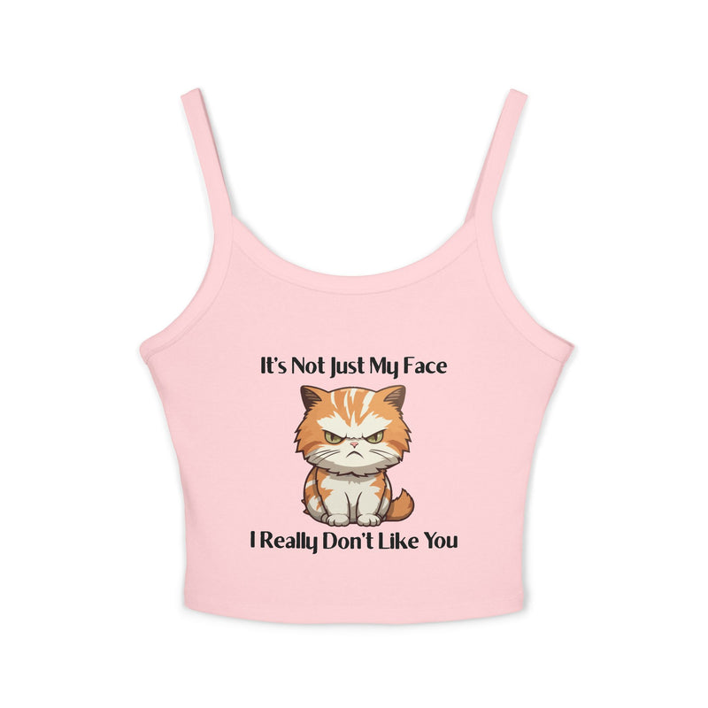 Sassy Cat Graphic Tank — "It's Not Just My Face, I Really Don't Like You" Crop Tank Top
