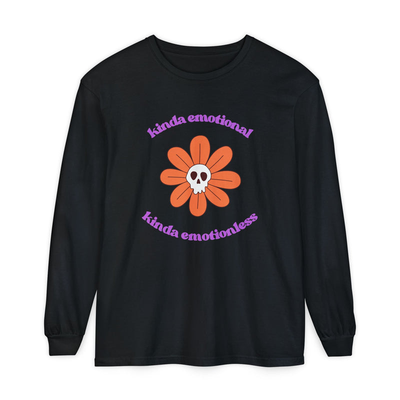 Daisy Skull T-Shirt "Kinda Emotional Kinda Emotionless" Long Sleeve Tee