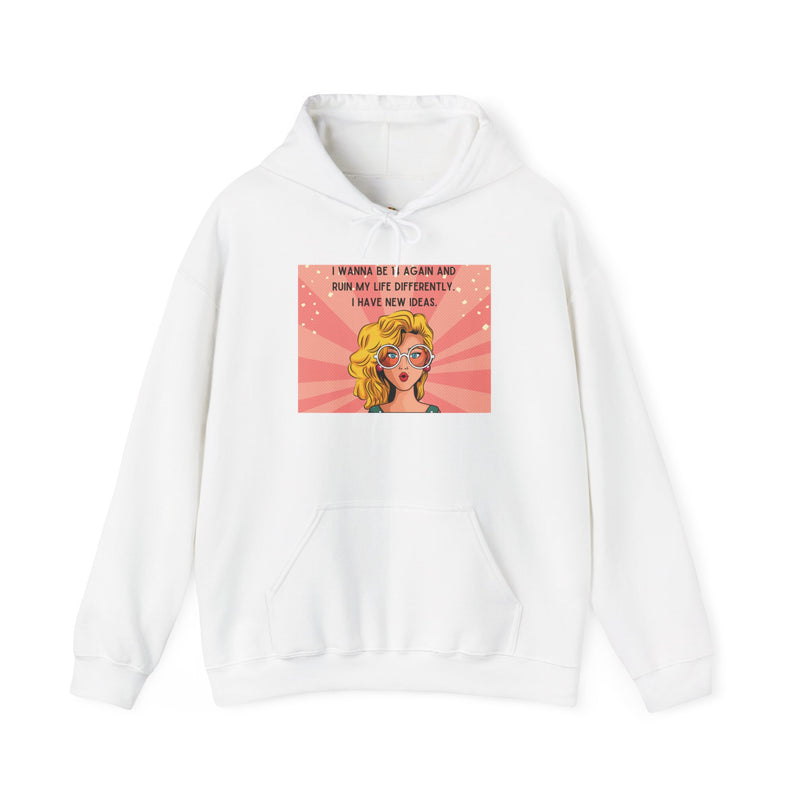 Retro Pop Art Hoodie — "I Wanna Be 14 Again..." Graphic Hooded Sweatshirt