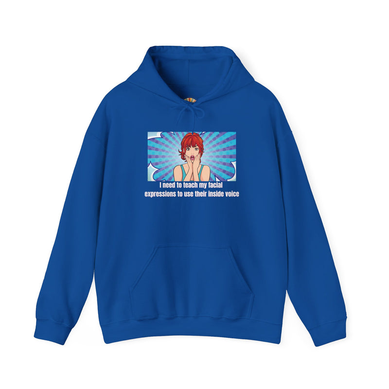 Pop Art Hoodie — 'Facial Expressions' Graphic Hooded Sweatshirt