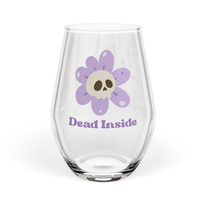 Floral Skull Stemless Wine Glass – "Dead Inside"