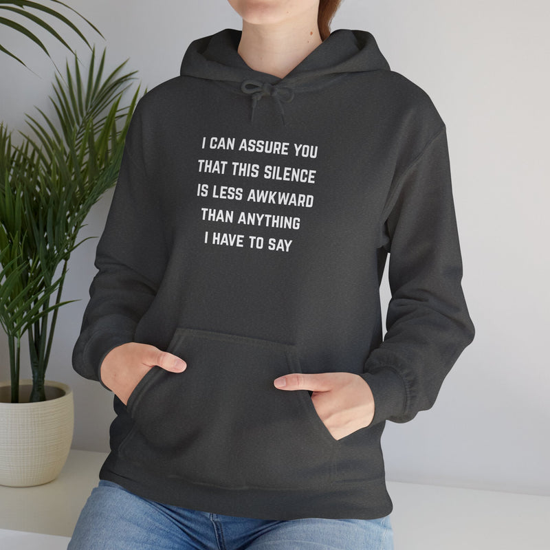 "Awkward Silence" Hoodie - Unisex Heavy Blend™ Minimalist Graphic Text Hooded Sweatshirt