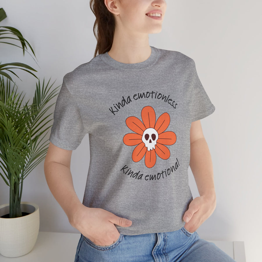Graphic Tee - Kinda Emotionless Kinda Emotional Floral Skull Mental Health Awareness T-Shirt