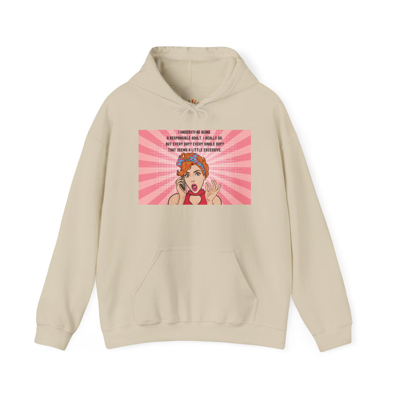 Retro Pop Art Hooded Sweatshirt — "Responsible Adult..." Graphic Hoodie
