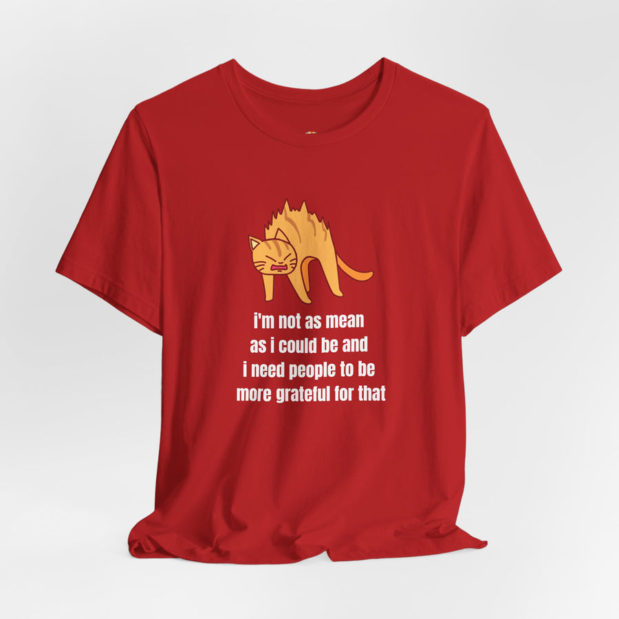 Sassy Cat T-Shirt — "I’m not as mean as I could be and I need people to be more grateful for that" Graphic Tee