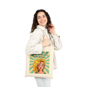 Canvas Tote Bag — Retro Pop Art Blonde with Quote “I Wanna Be 14 Again and Ruin My Life Differently”