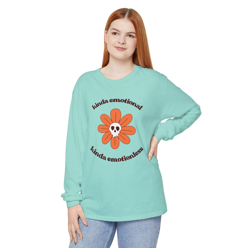 Daisy Skull T-Shirt "Kinda Emotional Kinda Emotionless" Long Sleeve Tee