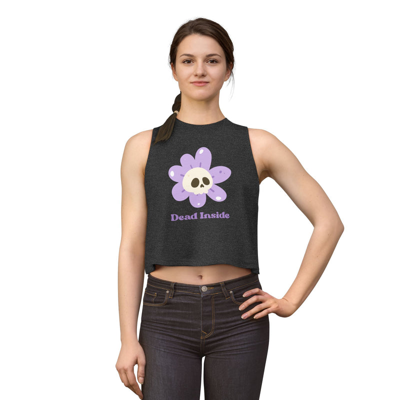 "Dead Inside" Floral Crop Top — Skull Flower Women's Tank