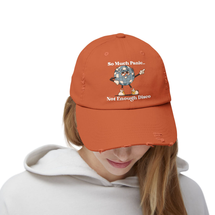 Distressed Cap — "So Much Panic... Not Enough Disco" Retro Disco Baseball Hat