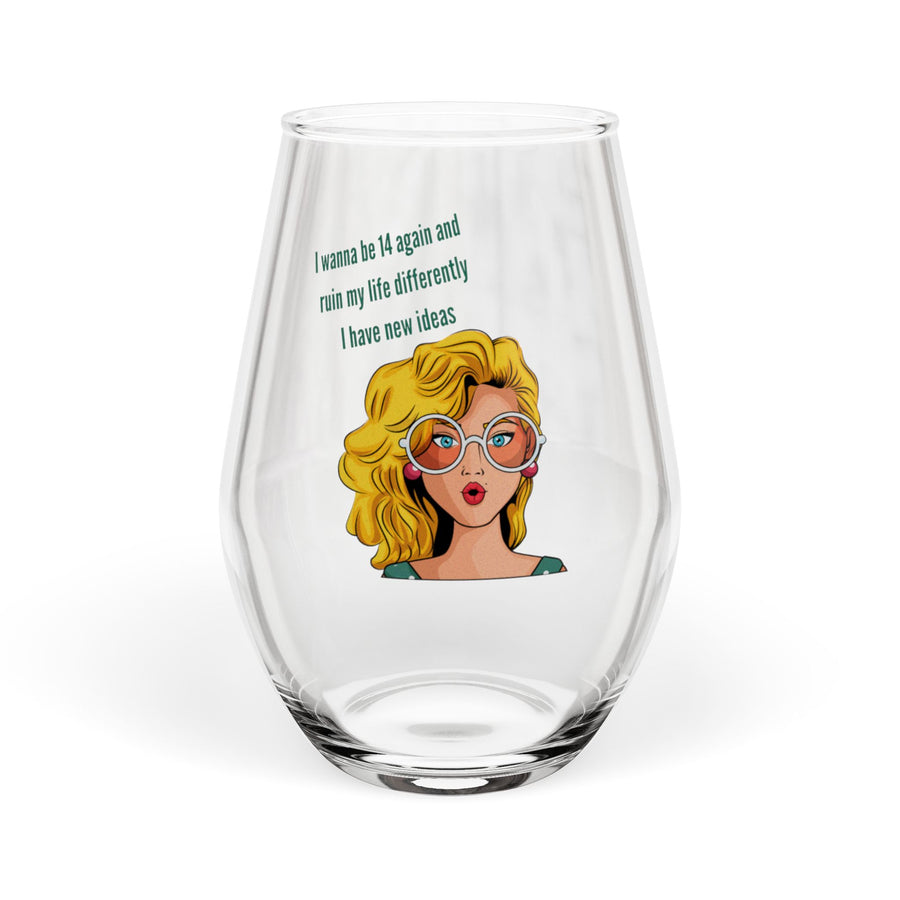 Pop Art Stemless Wine Glass – 14 Again