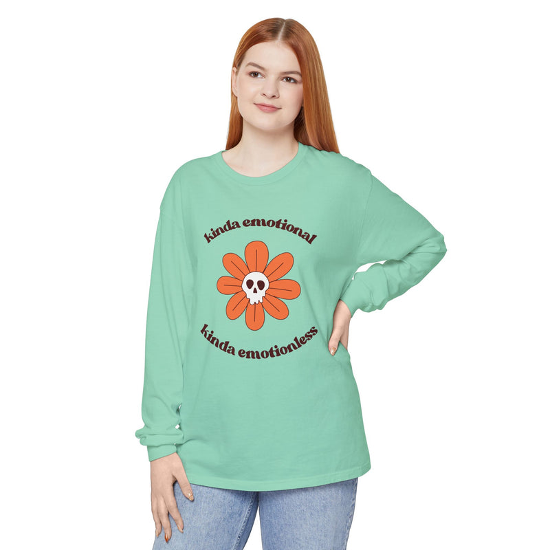 Daisy Skull T-Shirt "Kinda Emotional Kinda Emotionless" Long Sleeve Tee