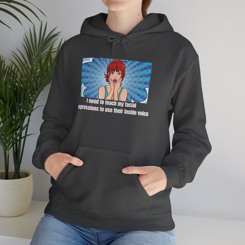 Pop Art Hoodie — 'Facial Expressions' Graphic Hooded Sweatshirt
