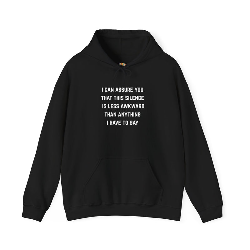 "Awkward Silence" Hoodie - Unisex Heavy Blend™ Minimalist Graphic Text Hooded Sweatshirt