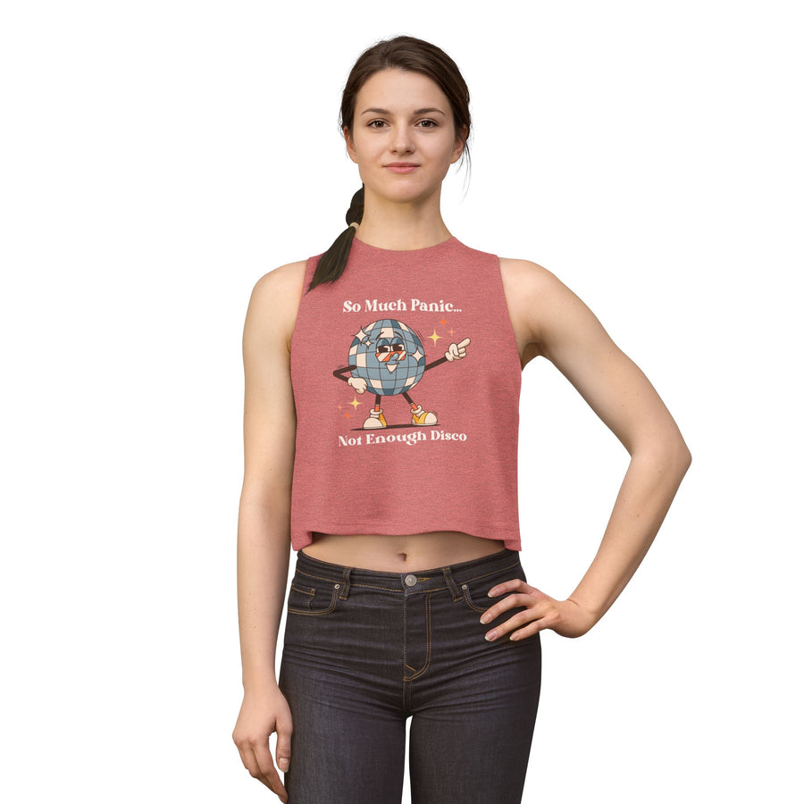 Disco Ball Women's Crop Top — "So Much Panic... Not Enough Disco" Graphic Tank