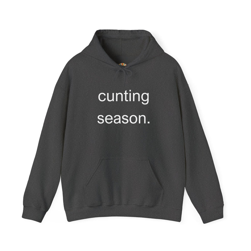 Bold Empowering Statement "cunting season." Hoodie — Minimalist Slogan Hooded Sweatshirt