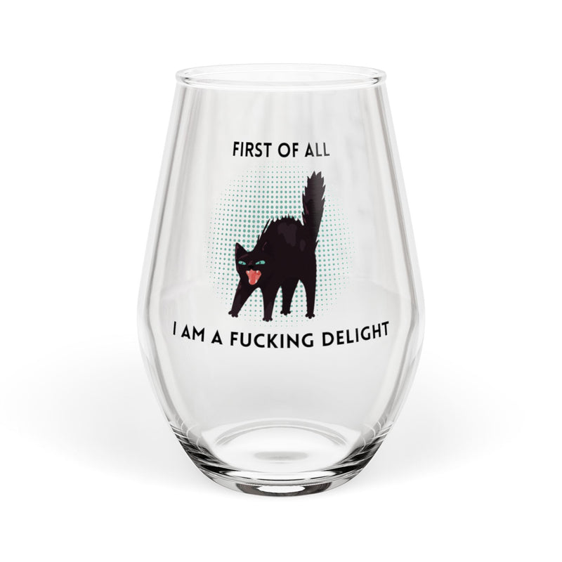 Stemless Wine Glass – I am a Fucking Delight Sassy Cat