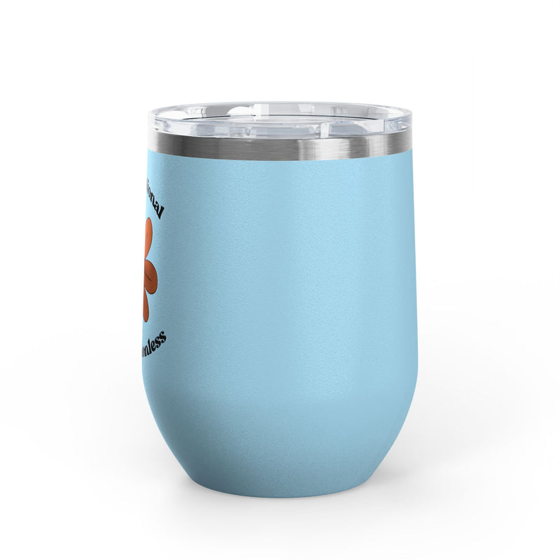 "Kinda Emotional Kinda Emotionless" Graphic Floral Skull Wine Tumbler - Stainless Steel 12oz