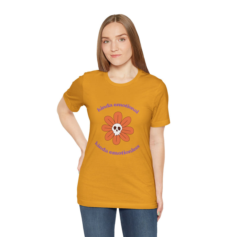 Graphic Tee - Kinda Emotionless Kinda Emotional Floral Skull Mental Health Awareness T-Shirt