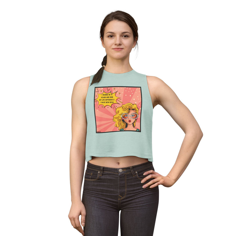 Crop Top — Retro Pop Art Graphic Tee "I Wanna Be 14 Again and Ruin My Life Differently" Tank