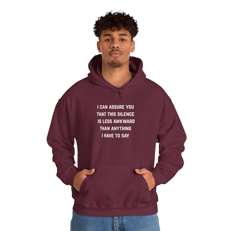 "Awkward Silence" Hoodie - Unisex Heavy Blend™ Minimalist Graphic Text Hooded Sweatshirt