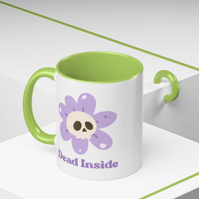 Coffee or Tea Mug — "Dead Inside" Floral Skull Accent Mug