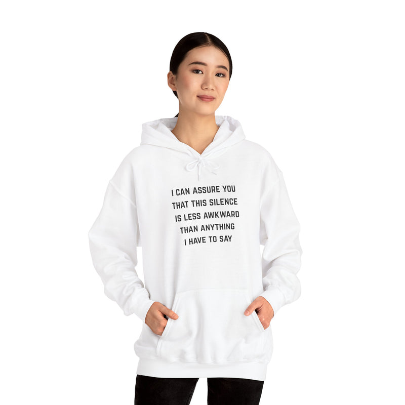 "Awkward Silence" Hoodie - Unisex Heavy Blend™ Minimalist Graphic Text Hooded Sweatshirt