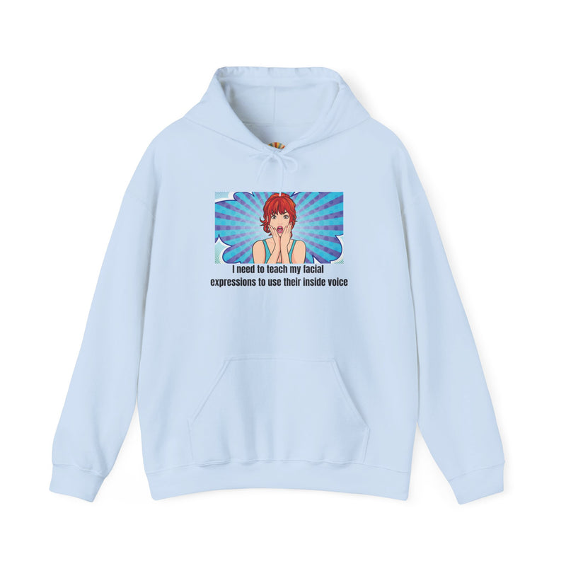 Pop Art Hoodie — 'Facial Expressions' Graphic Hooded Sweatshirt