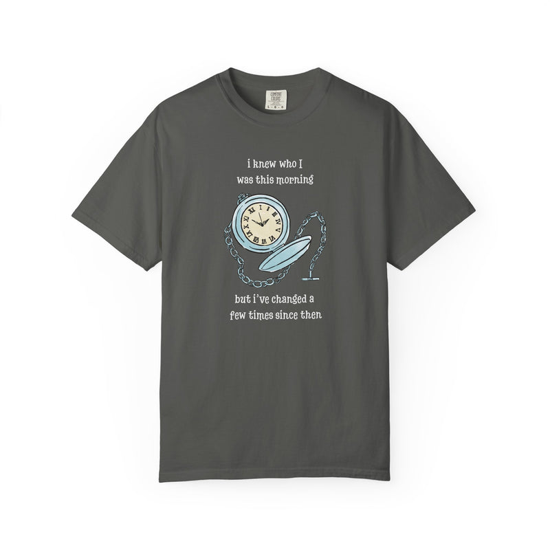 Wonderland Comfort Colors 1717 “I Knew Who I Was This Morning” Graphic T-Shirt