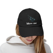 "Blow Me" Dandelion Cap — Distressed Baseball Hat